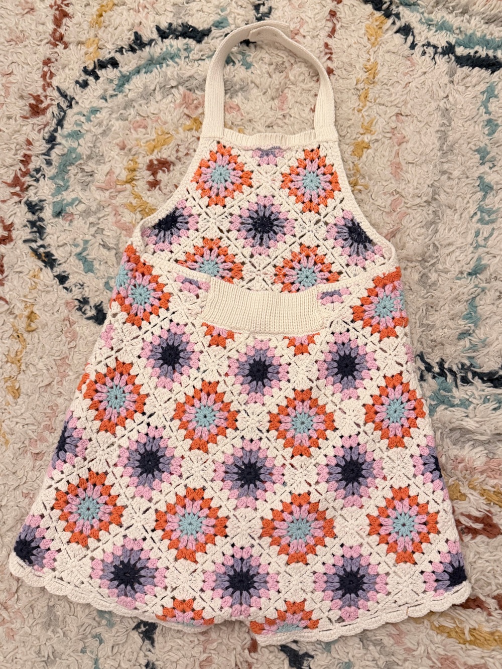 ✨3/$60✨Zara Crochet Granny-Square Romper in Cream, Coral, Lavender & Aqua-3/4yrs - Picture 3 of 3